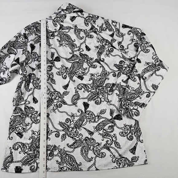 A Pronti By Phita White & Black Paisley Velvet Metallic  Dress ShirtMens XL - Picture 5 of 5